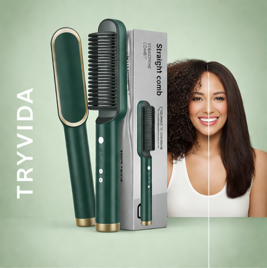 TRYVIDA™ Ceramic Hair Straightening Comb – 3 in 1 Styling Brush